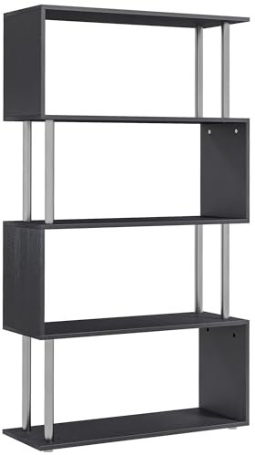 HOMCOM Standregal 4 Fächer Raumteiler Eckregal Wandregal Büroregal Schwarz 80x30x145 cm
