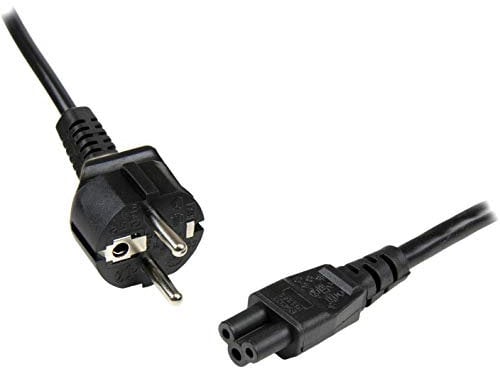 StarTech.com Cable de 1m de Alimentación para Portátiles, Enchufe UE a C5, 2,5A 250V, 18AWG, Cable de Repuesto para Cargador, Cable Hoja de Trébol Mickey Mouse, Cable para Europa, UL (PXTNB3SEU1M)