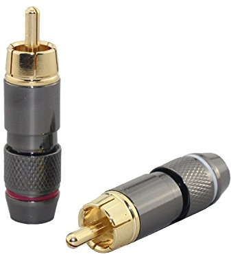 [2pcs] Hi End RCA Male Plug Adapter Audio Phono Gold Plated Solder Connector Wv-hfr2in1