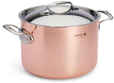 de Buyer - Hoher Kochtopf aus Kupfer PRIMA MATERA mit Deckel aus Edelstahl - 24 cm - 6243.24