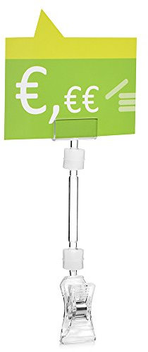 10 Stück Schildhalter/Preisschildhalter transparent, verstellbar durch Kugelgelenke