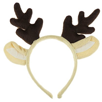 Damen Herren Weihnachten Hirschgeweih Deely Bopper Ears Party Stirnband Creme Dunkelbraun
