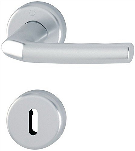 HOPPE 3067286 Drückergarnitur Birmingham mit Rosetten BB (Buntbart), silber eloxiert