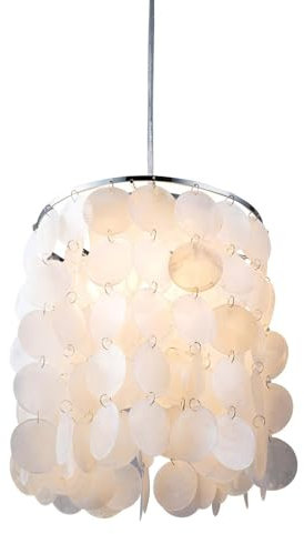 Newrays Mini Weiß Natürliche Capiz Muschel Regen Tropfen Anhänger Lichter Leuchte Shades D23 H 26 cm