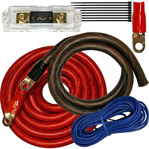 0 Gauge Amplfier Power Kit for Amp Install Wiring 1/0 Ga Cables 4500W 200 ANL
