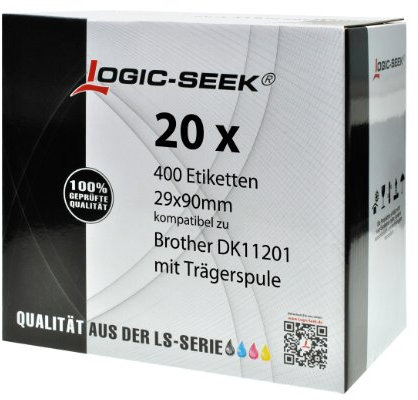 Logic-Seek 20x Adressetiketten kompatibel für Brother DK11201 - je 400 Stück - 29mm x 90mm P-Touch QL-1050 1060N 500 550 560 570 580 700 500 A BS BW 560 VP YX 580N 650TD 710W 720NW - Weiss