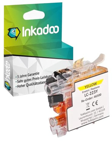 Inkadoo Tinte passend für Brother MFC-J 480 DW, MFC-J 5320 DW, DCP-J 4120 DW, MFC-J 4420 DW, MFC-J 4625 DW, DCP-J 562 DW kompatibel zu Brother Druckerpatrone LC223Y, LC-223Y, Gelb, 650 Seiten