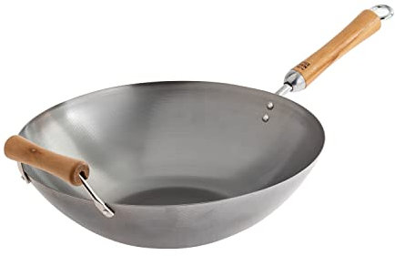 Joyce Chen Classic Series Wok aus Karbonstahl mit Birkengriffen, 35,6 cm