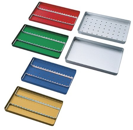 Aluminium Norm-Tray Boden ungelocht blau (Sterilisator/Autoklav) 18x28cm