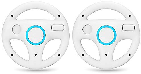 MPTECK @ 2x Volante de carreras s de plástico rueda de mando para karts de Mario Mario Kart juego Remoto para Nintendo Wii