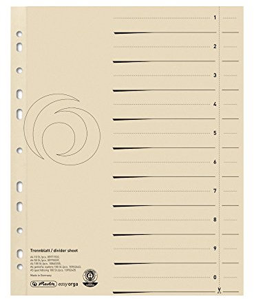 Herlitz Trennblätter aus Manilakarton, A4, 10 Blatt, beige