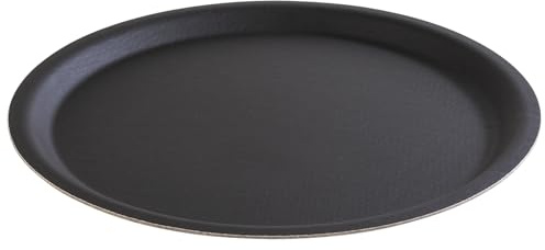 APS 510 Serviertablett Happy Hour, Ø 32 cm, Höhe 1,5 cm, rutschfeste Oberfläche, schwarz