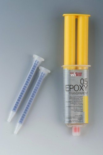 acerto 40214 WIKO 2K Epoxidharz Klebstoff 5 Minuten 25 ml - 1 Stk inkl. 2 Tüllen für Metall Beton Holz Glas Kunststoff Keramik Graphit PU