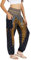 Lofbaz Damen Haremshose Yogahose Pumphose Hippie Hose Boho Kleidung Festival Outfit Sommerhose Leicht Sommer Hosen - Peacock 1 Schwarz XL