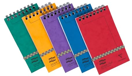 Clairefontaine 4920Z Set of 20 Minor Pad Europa Spiral Notepads - 7.6x12.2 cm - 120 Detachable Lined Pages - 90 g White Paper - Glossy Card Covers - Random Colours