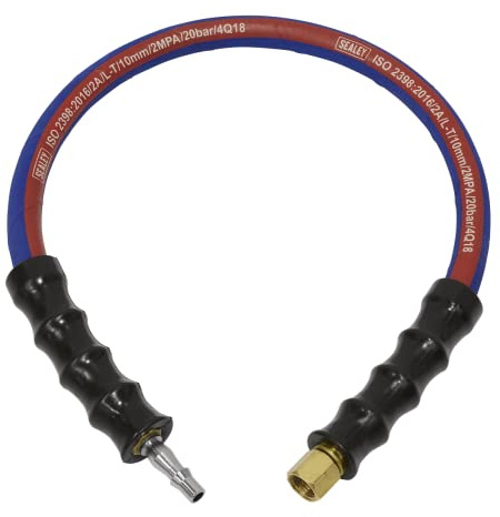 Sealey AH2R/38 Air Leader Hose 600mm x 10mm with Tail Piece and 1/4in BSP Union