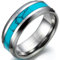 JewelryWe Schmuck Wolframcarbid Herren-Ring Synthetische Türkis Inlay 8mm Bandring Eheringe Verlobungsringe Größe 59