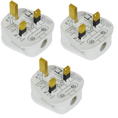 STATUS 13A 3 Pin Plug UK | White 13amp Electrical Plugs | Pack of 3 | 13APLUG3PK5