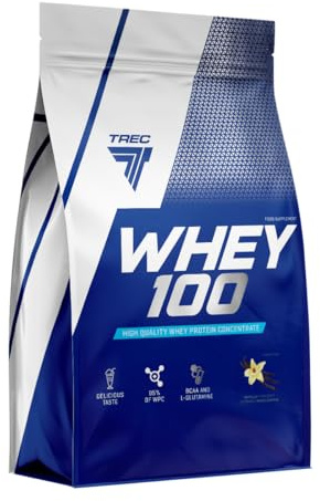 Trec Nutrition - WHEY 100 900g VANILLA - Hervorragende Löslichkeit, Muskelwachstum, Volles Aminosäureprofil, Perfekt für Intensives Training