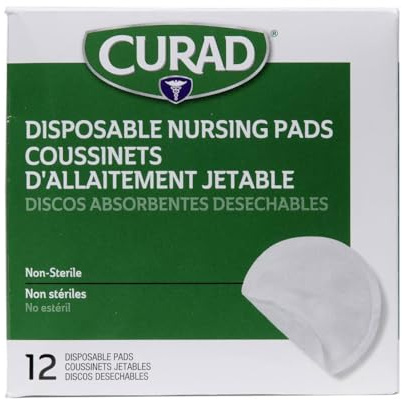 Curad Disposable Nursing Pads for Breastfeeding, Adhesive Strip, 12 per Box