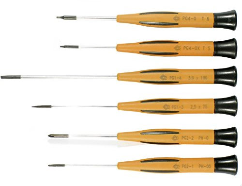 Piergiacomi - KITSPT Set di 6 Micro Cacciaviti di precisione. - 2 Slot, 2 torx, 2 Philips - Manici ergonomici con Impugnatura Morbida - Cappuccio Rotante - Arancione - Made In Italy