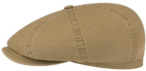 Stetson Hatteras Ballonmütze aus Bio-Baumwolle Herren - Nachhaltige Baumwollcap - Flatcap mit UV-Schutz 40 - Schiebermütze - Flat Cap Frühjahr/Sommer Khaki L (58-59 cm)