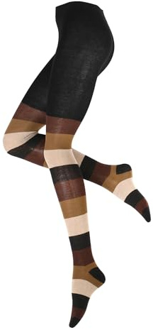 Vincent Creation Strumpfhose Damen Baumwoll Strickstrumpfhose, braun-beige, Gr. 46/48