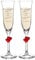 AMAVEL Set de 2 flûtes à Champagne avec cœur Rouge et Gravure pour Le Mariage, Motif Coeurs, Personnalisées avec Noms et Date, Coupe en Verre, Volume env. 175 ML