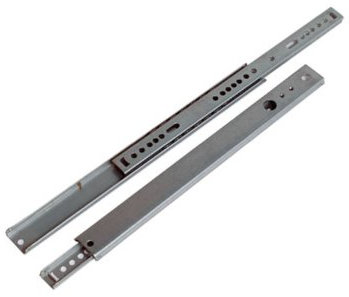 MFI BALL BEARING DRAWER RUNNER 28MM X 278MM EXTENDS TO 452MM, 12KG CAPACITY, GALVANISED STEEL, SILVER, SIDE MOUNT