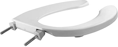 CHURCH 255 Commercial Open Front Plastic Toilet Seat, Heavy Duty Industrial Seat without Lid, Made in USA, Elongated, White
