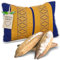livasia Lendenstützkissen - 22x33x13cm - festes Rückenkissen mit 100% Kapok Naturfaser, nachhaltig & formstabil, Rückenstütze für Sofa & Bett, Garten und Balkon, handgefertigt (Blau/Gelb)