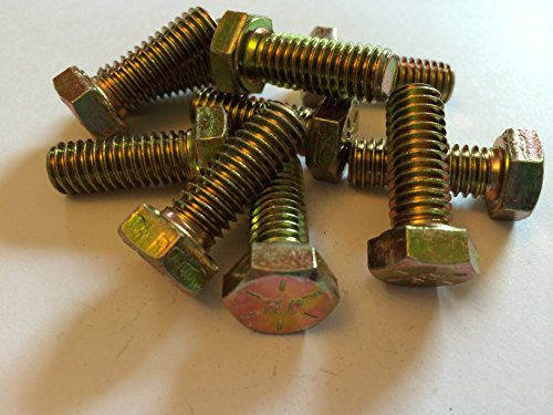 Pack of 10, 3/8 UNC x 1 fully threaded Hex Bolts, Grade 5, 16 tpi, Yellow Zinc, 9/16 Spanner A/F