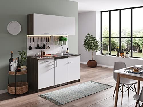 respekta Küchenzeile Oliver KB150EYWC Weiß 150 cm Breite mit Elektrogeräten