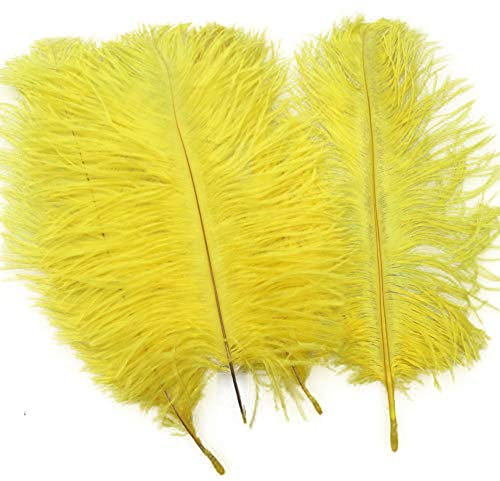 Sowder, piume naturali di struzzo per centrini per matrimoni e decorazioni della casa, lunghezza 25 - 30 cm, 20 pezzi Yellow