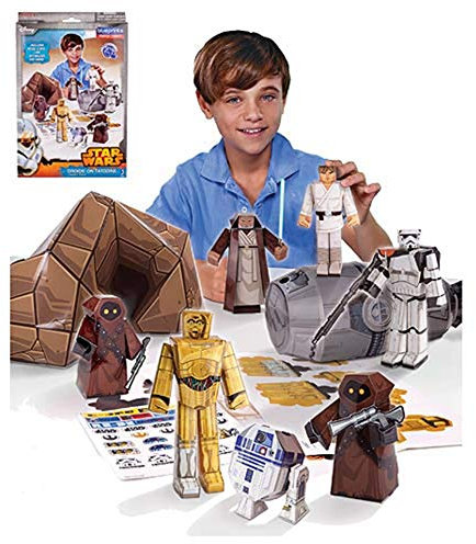 Jazwares 12900 - Blueprints Star Wars Wüstenflucht Papier Bastelset, 30 Teile