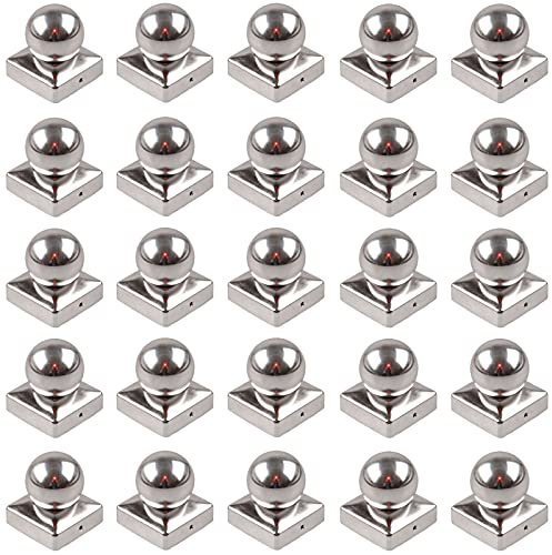25x Pfostenkappe Edelstahl Pyramide/Kugel (71 x 71 mm Kugel)