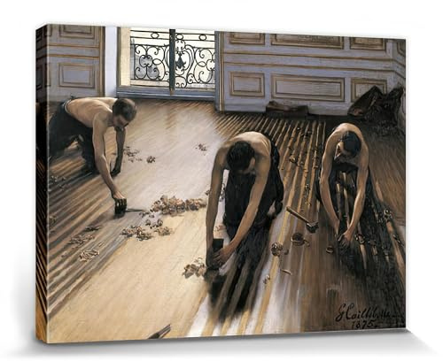 1art1 Gustave Caillebotte Poster Die Parkettschleifer, 1875 Bilder Leinwand-Bild Auf Keilrahmen | XXL-Wandbild Poster Kunstdruck Als Leinwandbild 80x60 cm