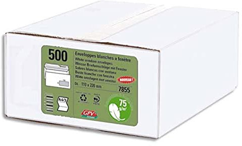 GPV 7856 Briefumschläge, DL, 110 x 220 mm, weiß mit Fenster, 75g