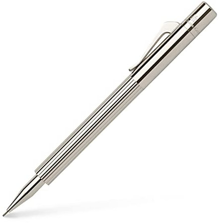 Graf von Faber-Castell 138010 - Taschendrehbleistift Pocket Pen Taschendrehbleistift platiniert Metallschaft kanneliert, silber, 1 Stück