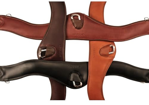 Stübben Leder-Sattelgurt Contour mit beidseitigem Elastikzug - schwarz - 130cm