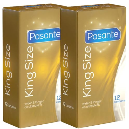 Pasante King Size, extra große Kondome mit 60mm Breite und 200mm Länge - ideal für Männer, die mehr Platz brauchen, 2 x 12 Stück