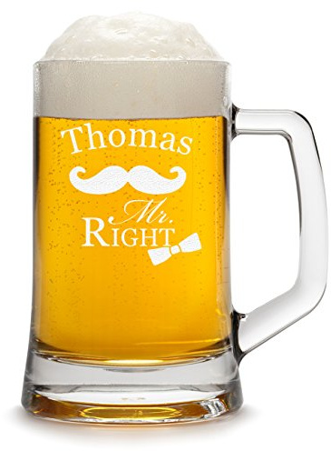 Bierkrug Personalisiert mit Gravur eines Namens - Bierseidel Geschenk zum Geburtstag mit - Motiv Mr. Right 0,3l