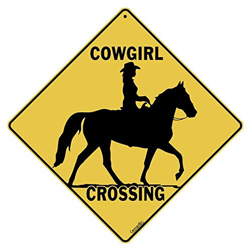 CROSSWALKS Aluminiumschild mit Cowgirl Crossing 30,5 x 30,5 cm (X339)