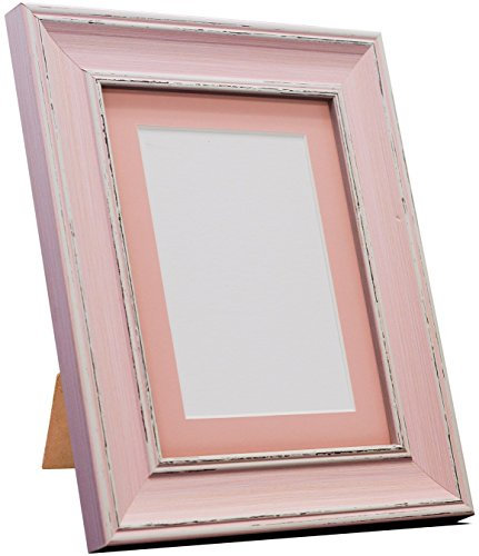 Frames By Post AP - 4620 Vintage-Bilderrahmen, Shabby-Chic-Stil, Rosa, Pink Mount, 20 x 16 Pic Size 15 x 10 (Plastic Glass)