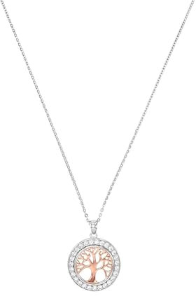 Amor Kette mit Anhänger 925 Sterling Silber Damen Halsschmuck, mit Zirkonia synth., 45 cm, Bicolor, Lebensbaum, Kommt in Schmuck Geschenk Box, 9187775
