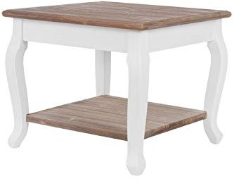 elbmöbel Couchtisch in weiß braun aus Holz im Landhaus-Stil (46cm)
