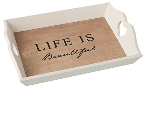Large White Wooden Tray Shabby Chic Vintage Style Kitchen Accessories 35cms