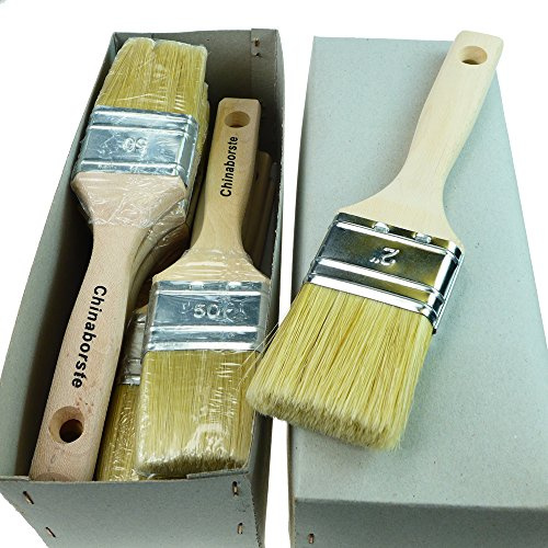 ROTIX 6 x Flachpinsel 50 mm| 6. Stärke für Maler (helle Borste)