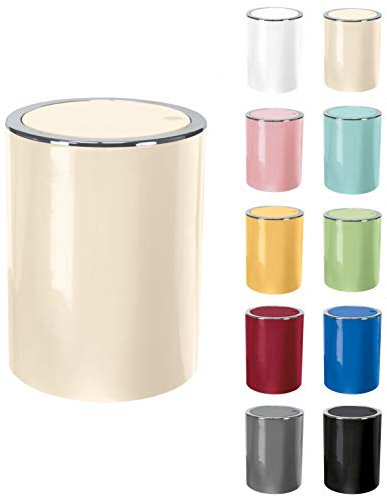 KW Clappe 5Ltr Plastic Swing Bathroom/Kitchen/Small Waste/Office Bin (Natural Cream)