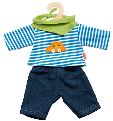 Heless 2315 - Bekleidungs-Set für Puppen, 3 teilig mit Jeans, Streifenshirt und pfiffigem Halstuch, Größe 35 - 45 cm